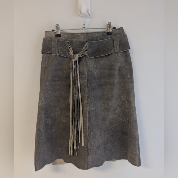 Annex Dresses & Skirts - Vintage Leather Skirt With fringe Belt